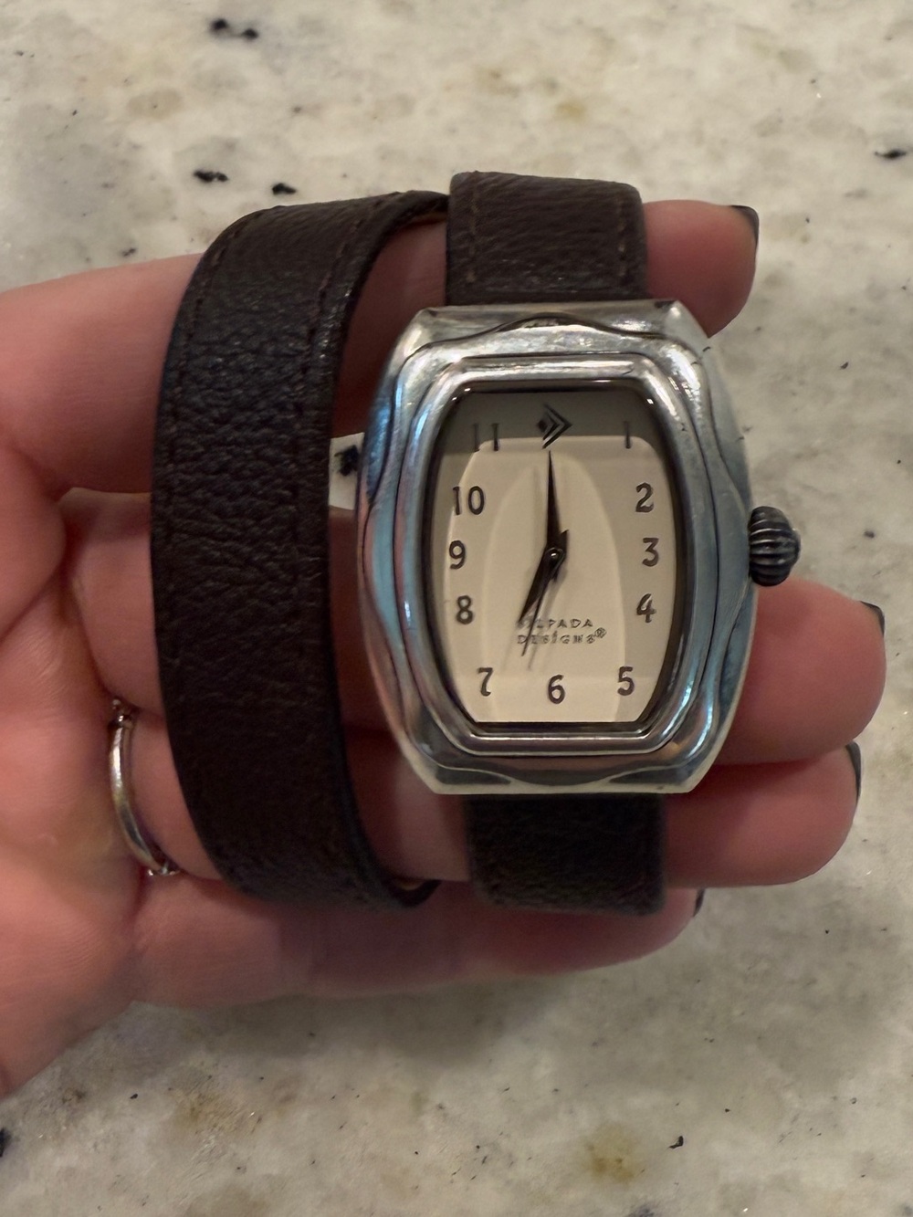 Silpada Brown Double-Wrap Leather Watch with Silver-Tone Face